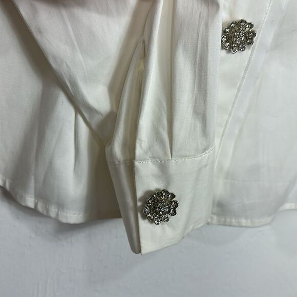 David Brooks Women's Cotton Blend Off White Button-Up Shirt Size 12 - Picture 3 of 11